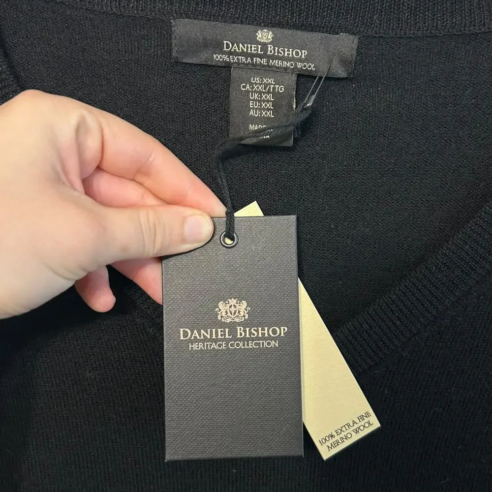Daniel Bishop Heritage Collection Merino Wool Sweater NWT Men's Sz XXL Black